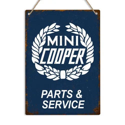 MINI COOPER Parts BLUE Retro Vintage Metal Tin Sign Plaque Man Cave Shed Garage