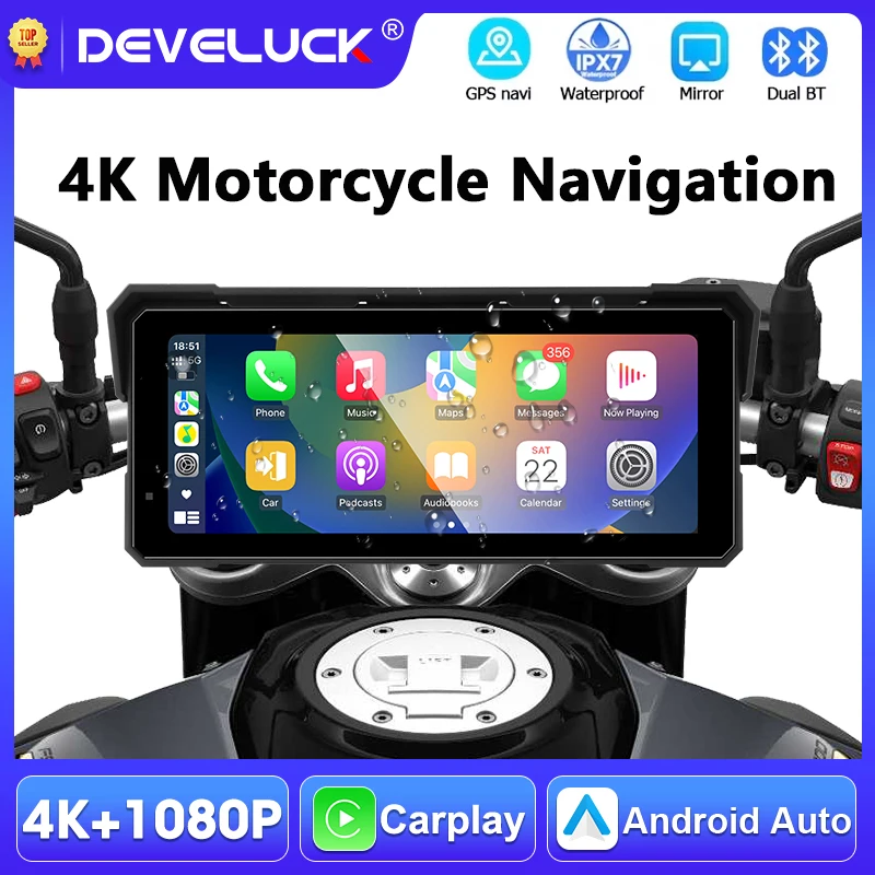

8,1-дюймовый мотоциклетный GPS-навигатор с сенсорным экраном, беспроводным CarPlay, Android Auto, водонепроницаемостью IPX7, двойным Bluetooth, монитором для мотоциклов и поддержкой TPMS