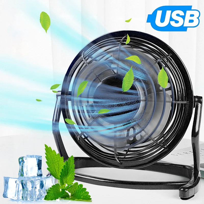 Strong Wind USB Silent Fan Cooler for Laptop Notebook PC Home Office Desk 4 Blade Cooling Fans Summer Rottable USB Mini Fan