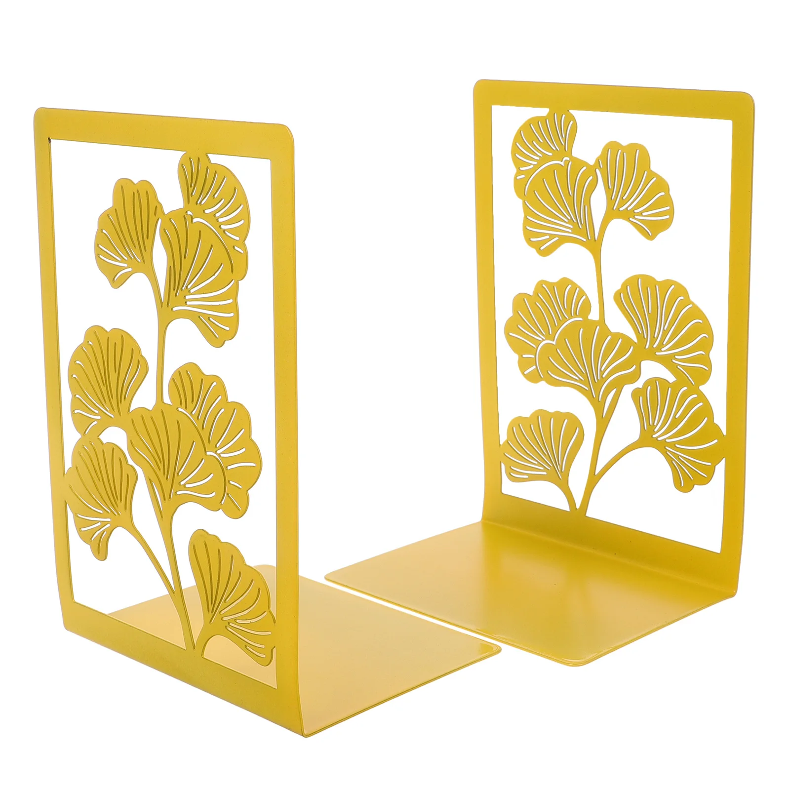 

2 Pcs Ginkgo Leaf Bookends Metal Crafted Elegant Pattern Desktop Study Decorative Book ganizer Storage