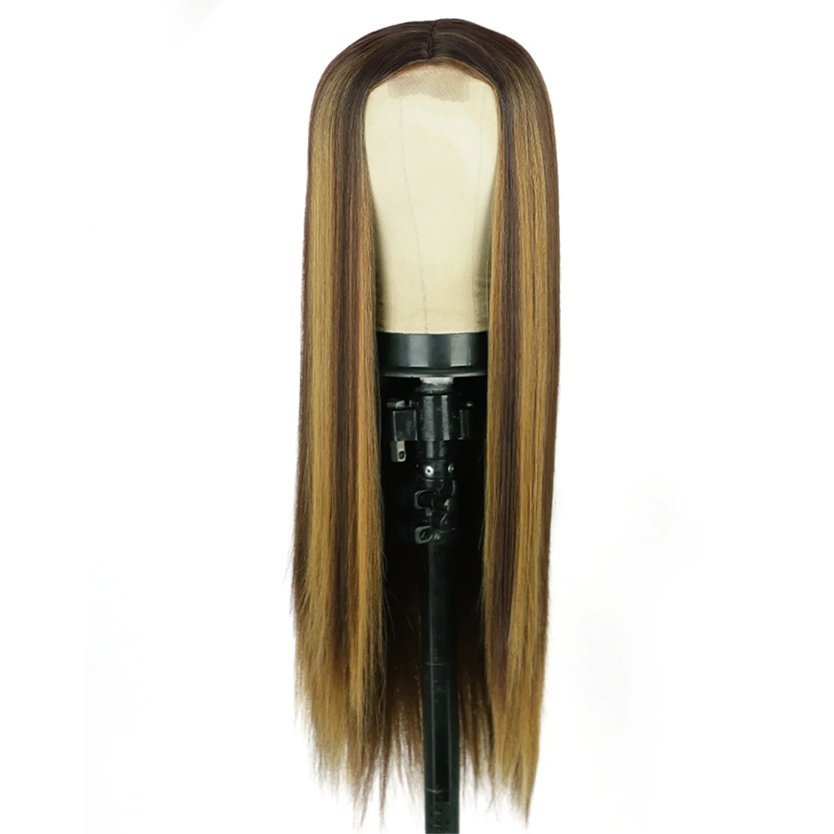 Honey Blonde Highlight Lace Front Perucas, Perucas Long Straight Glueless, Yaki Wig