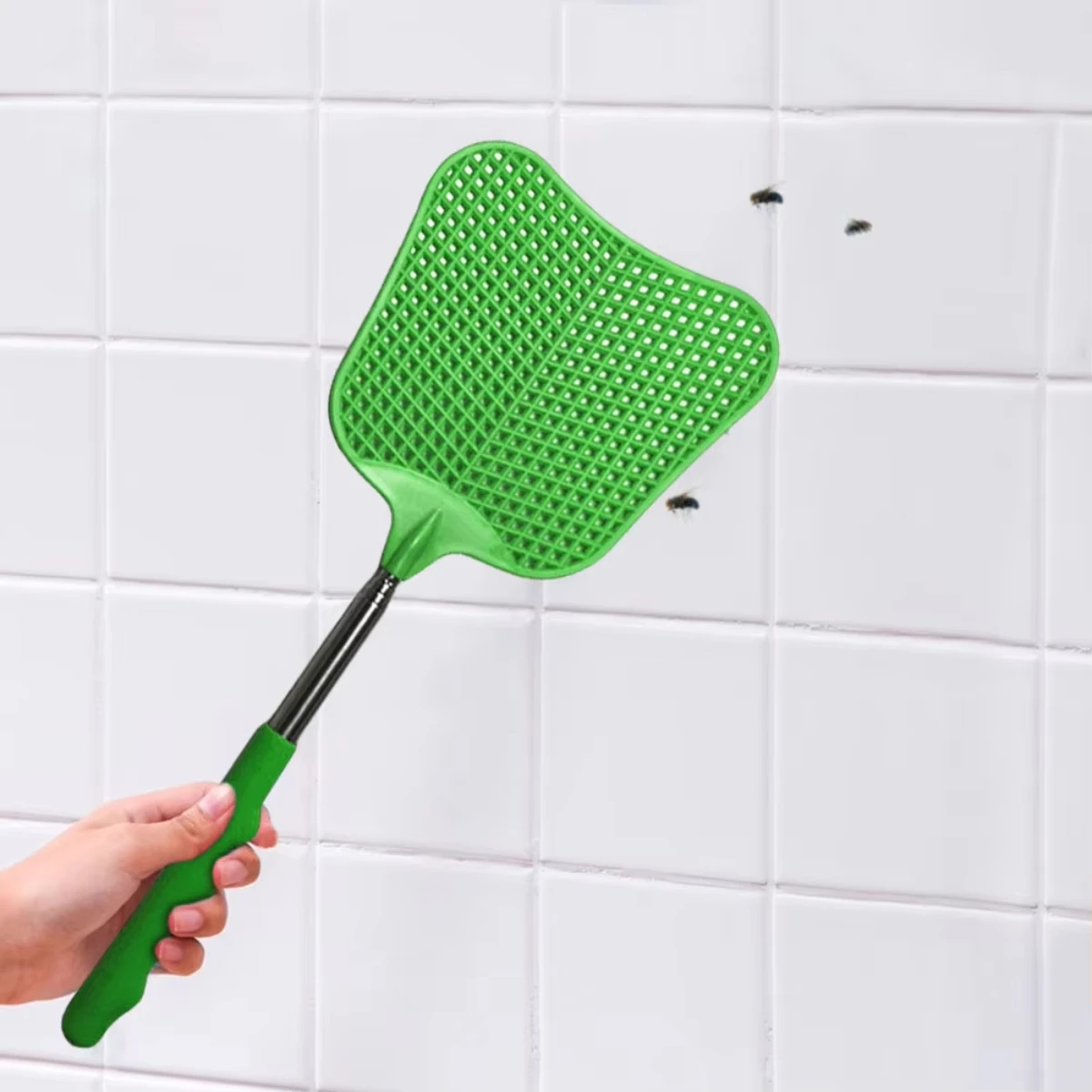 1pc Telescopic Fly Swatters Retractable Manual Plastic Fly Swatter Extendable Flyswatter With Long Pole Manual Bugs Killer Tool