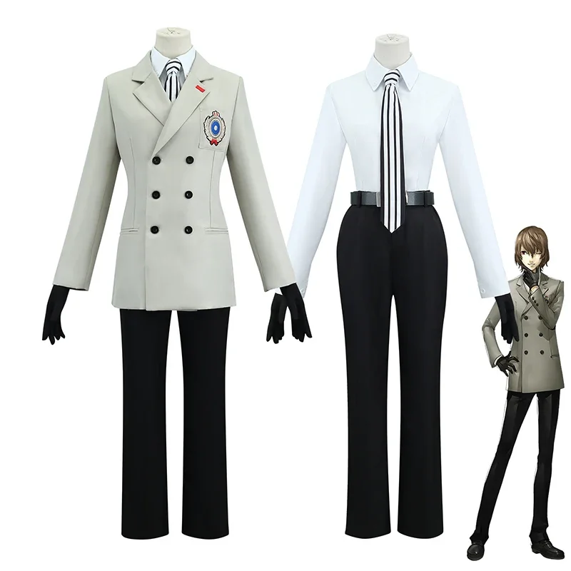 

Goro Akechi Cosplay Costumes Anime P5 Role Play Uniform Halloween Carnival Party Dressing For Men