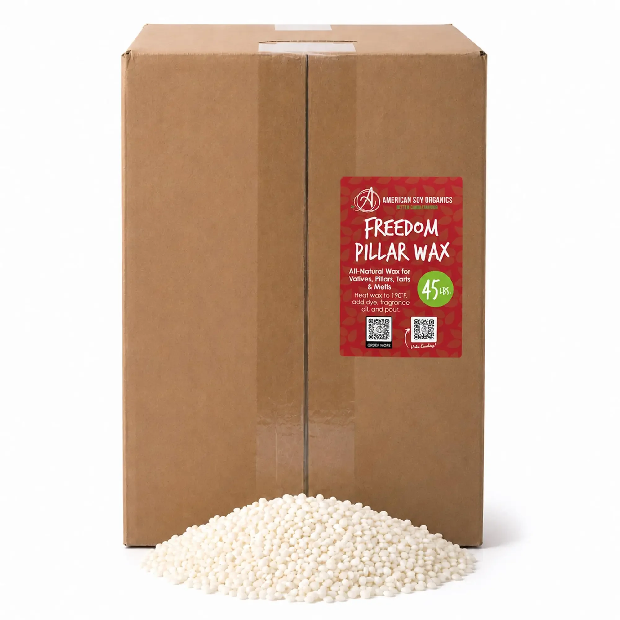 Freedom ar Soy Wax Beads, Candle Wax, 45 lbs DIY Candle Making Supplies for Container Candles, Votives, Tealights, Tarts/Wax