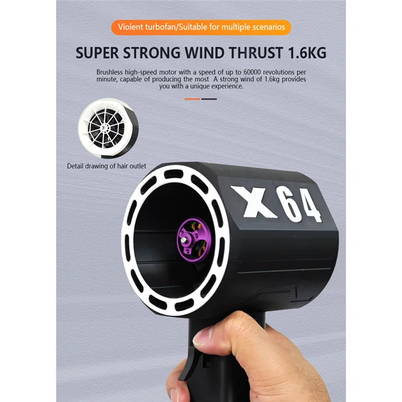ABMO X64 Violent Blower Thrust 1,6 kg Handventilator 64 mm bürstenloser Motor Laubbläser geeignet für Batterie