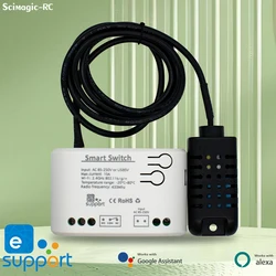 Wifi Smart Temperature And Humidity Switch With 1M Sensor Ewelink 10A Temperature Humidity Switch Supports Voice Control