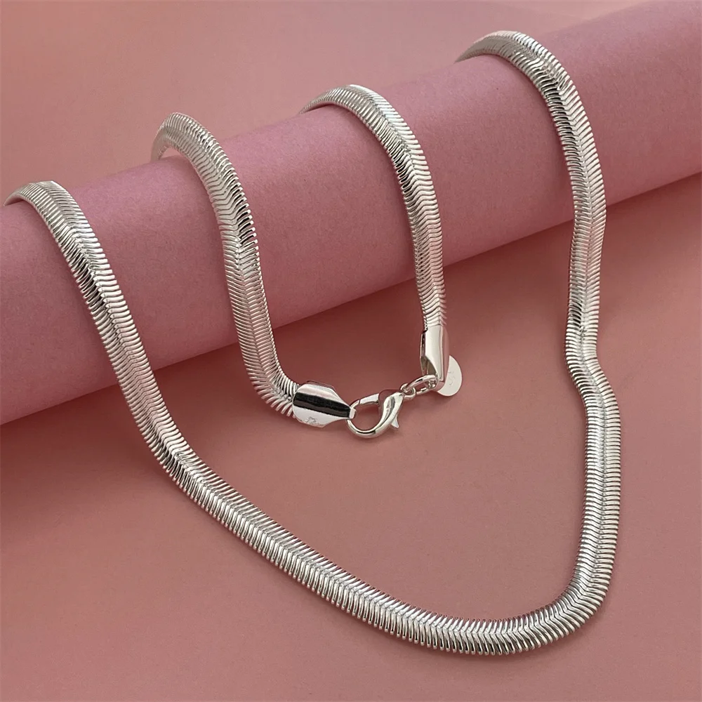 925 Sterling Silver Flat Snake Chain Necklace, Unisex