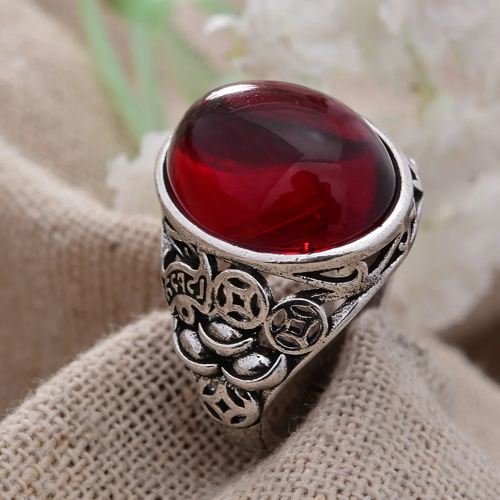 Nouveauté à la mode naturel rouge grenat pierre Thai argent dames bague de fête pour les femmes bijoux cadeaux de noël pas cher