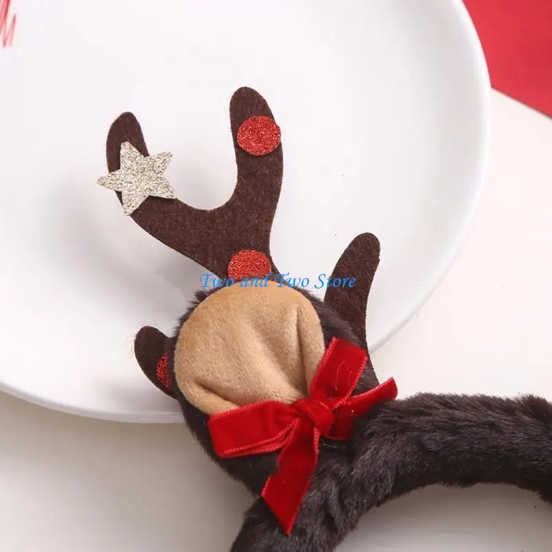 HX6F 大人ティーンクリスマスヘッドバンドトナカイ枝角形状ヘアフープカーニバルパーティーかぶとプロムパーティーコスプレ小道具