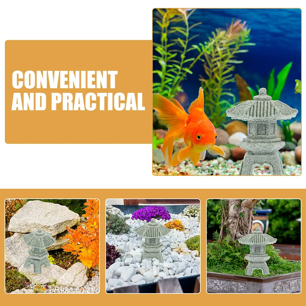4Pcs Mini Pagoda Stone Ornament Pavilion Decoration for Garden Yard Balcony Tabletop Zen Garden Landscape Simulated