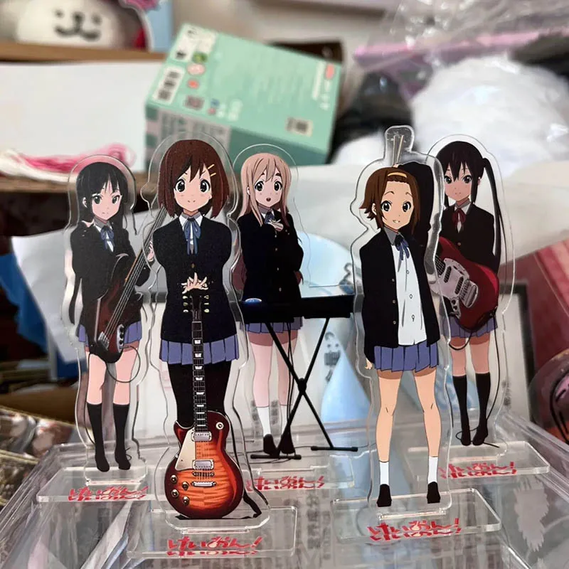Anime K-ON Hirasawa Yui Akiyama Mio Tainaka Ritsu Kotobuki Tsumugi Nakano Azusa Cosplay Piastra in piedi Figura Stand Ornamento