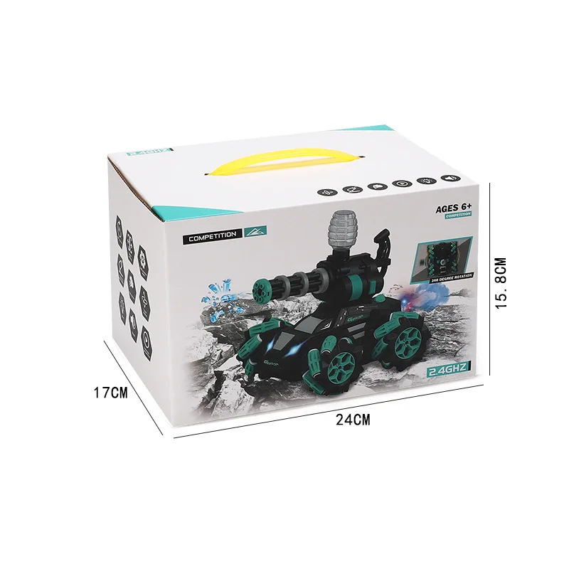 Tanque RC controlado por gestos com música e spray - Carro tanque de controle remoto de alta velocidade de 2,4 GHz com efeitos de iluminação