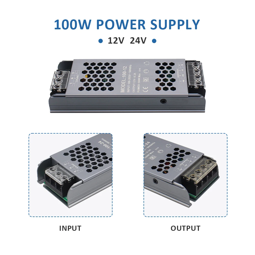 Transformador de iluminación AC110V 220V a cc 12V 24 V adaptador de fuente de alimentación 60w 100w 200w 300w 400w 12 24 voltios controlador de