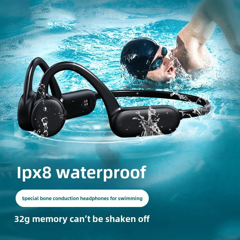 

Bone conduction headset with 32g memory, long battery life, music listening, swimming headphones, wireless Bluetooth headset