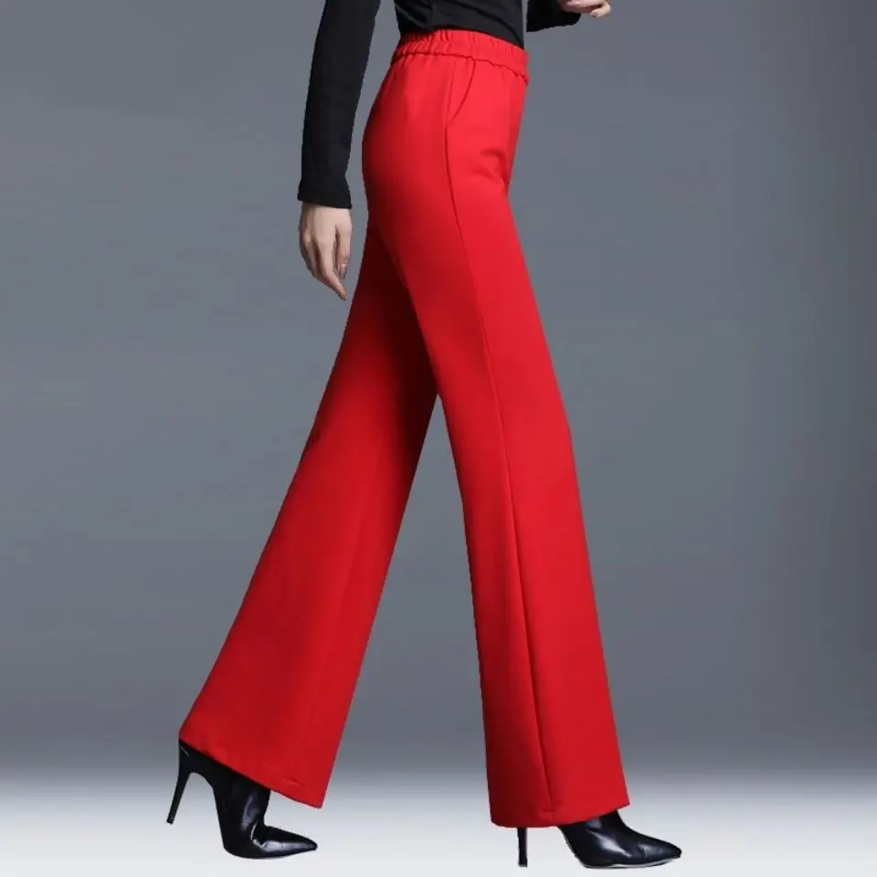 Pantalon de costume drapé pour femmes, taille haute, élastique, ample, à la mode, polyvalent, décontracté, printemps automne