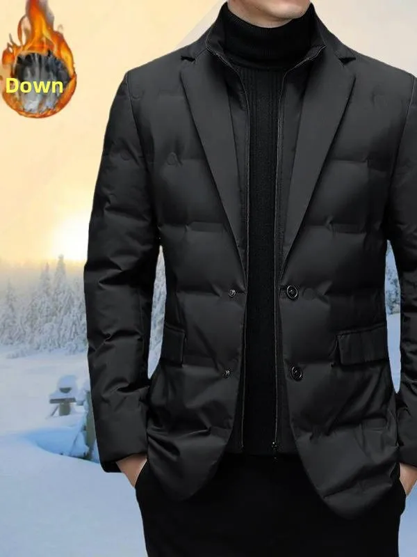 

Модная повседневная мужская пуховая куртка с отстегивающимся воротником-стойкой, рукавом три четверти, из полиэстеровой ткани, с белым пуховым наполнителем