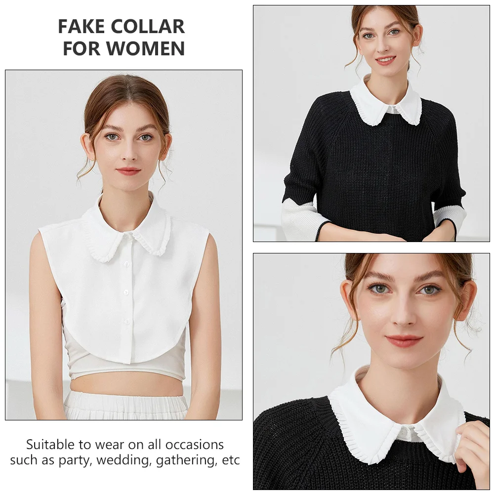 Accessorio per camicetta mezza camicia staccabile con colletto finto in chiffon da donna, comodo e durevole, regalo per riunioni di nozze