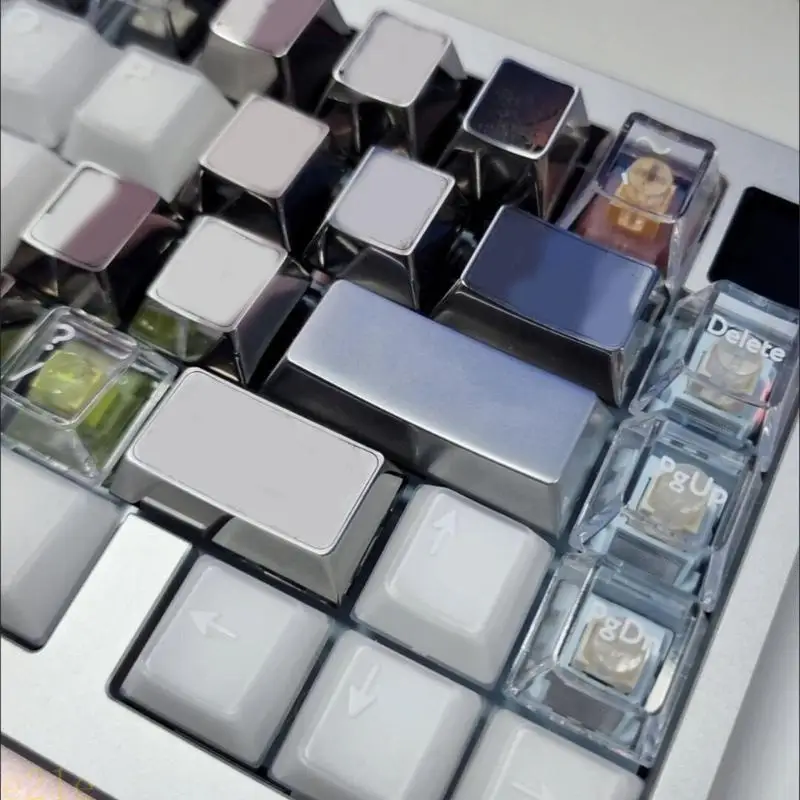 

E21E Metal Keycap Silver Glossy Original Zinc Alloy Keycaps for Mechanical Keyboards