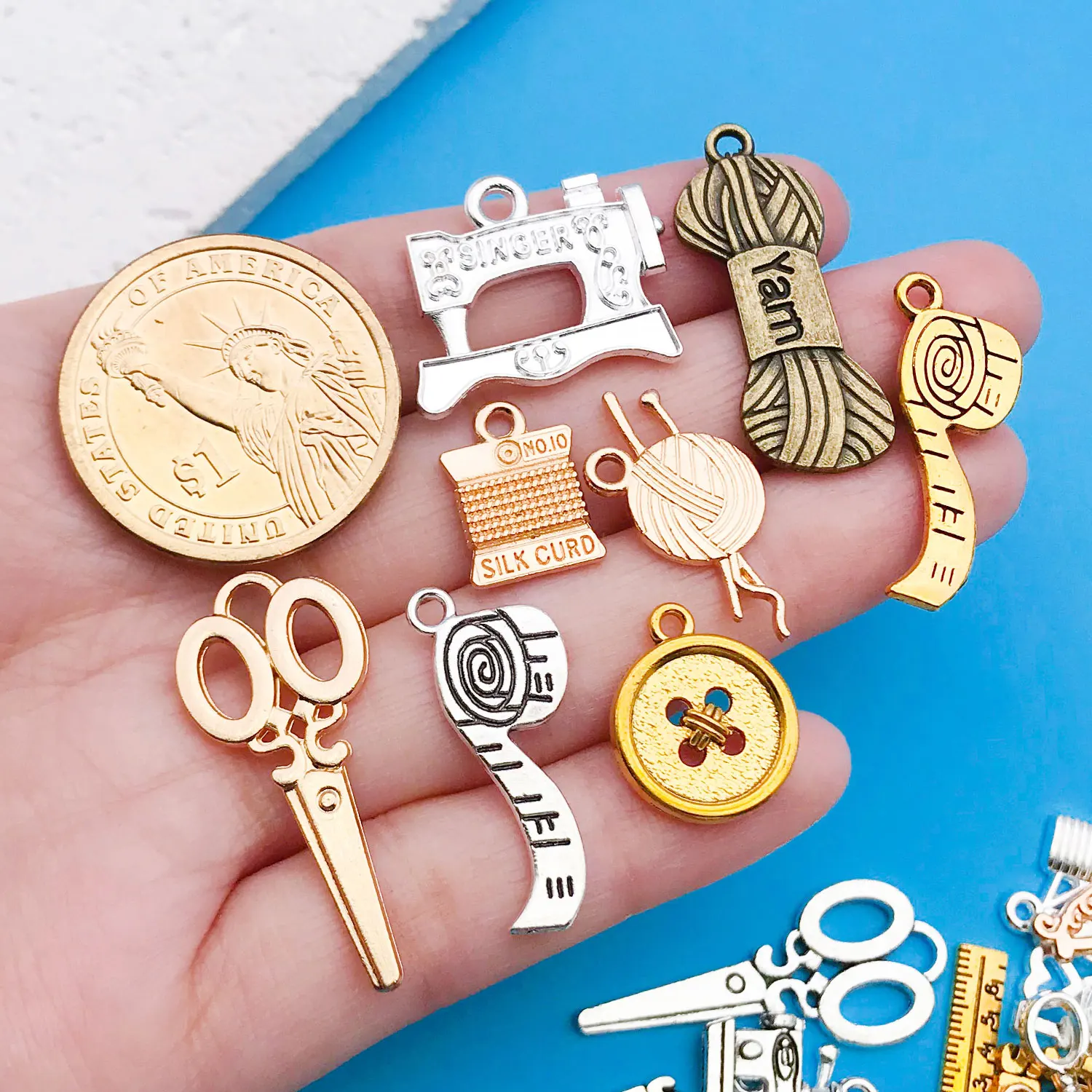 20/100pcs mixed zinc alloy sewing machine series, fashionable jewelry necklace making DIY craft Halloween Christmas accessories