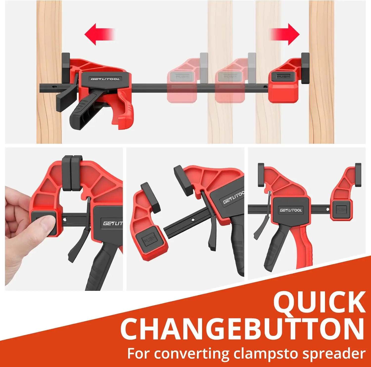 مشابك بار لأعمال النجارة مقاس 6 و12 بوصة، 4 قطع 165 رطل، مشابك نجارة سريعة الإصدار مع مشبك زنبركي 6 بوصة، مشابك خشبية