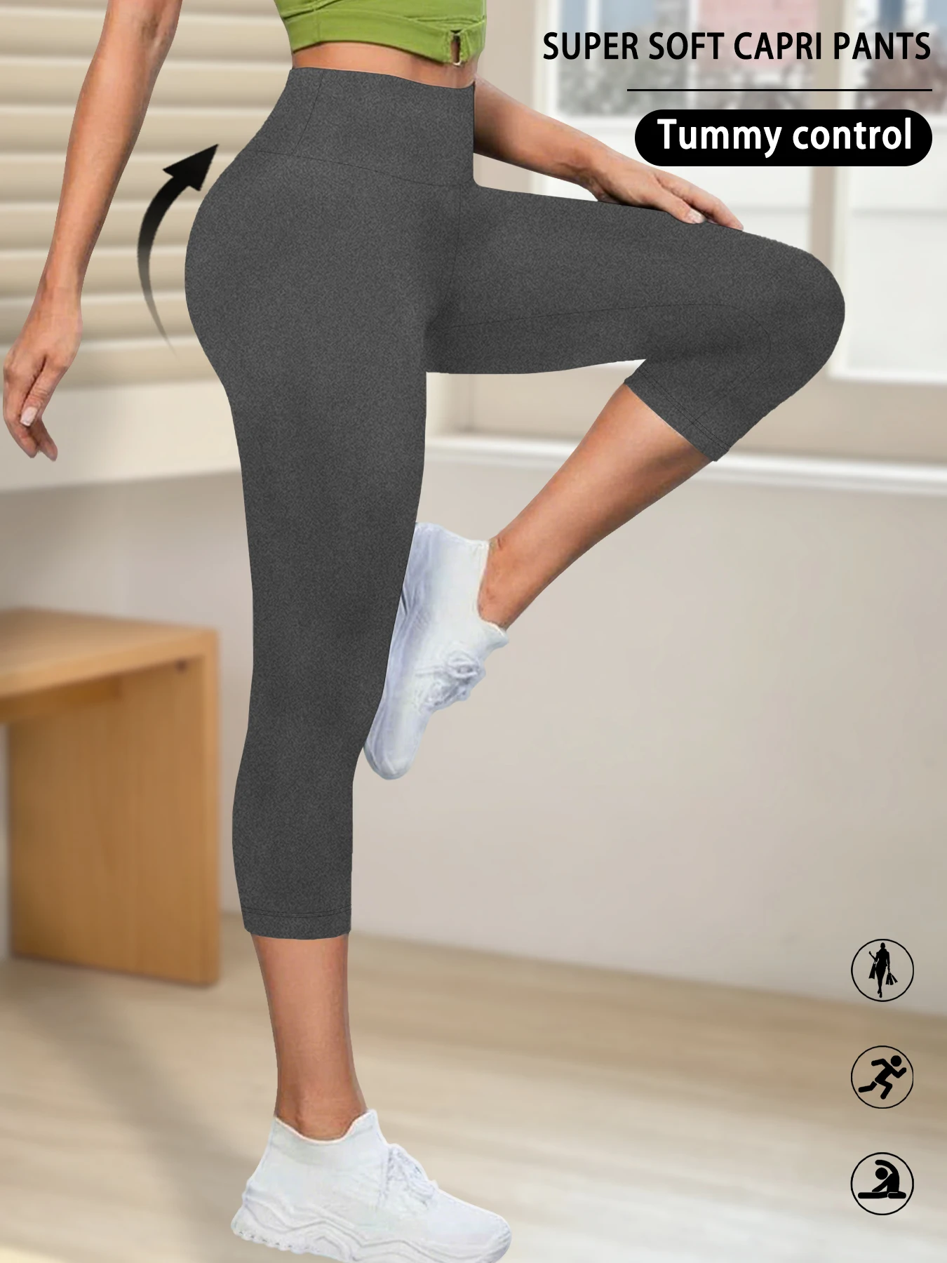 Pantalones de Yoga de Cintura Alta para Mujer, Pantalones Capri Súper Suaves, No Transparentes, para Entrenamiento, Correr, Descanso en Casa, Leggings