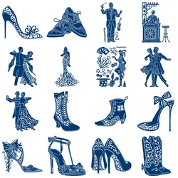 2023 Lace Hollow Out Christmas Metal Cutting Dies Party High Heels and Boots Dancer Magic Scrapbooking Card Craft Mold No Stamps