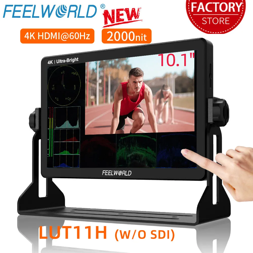 FEELWORLD LUT11H 10.1 Inch 2000nit Touch Screen Dslr Camera Field Monitor 3D LUT IPS 1920x1200 4K HDMI Light Sensor Auto Dimming