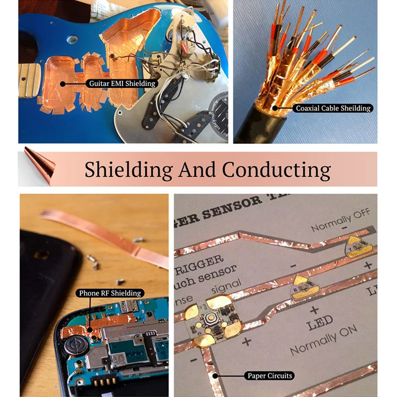 20M Copper Foil Tape With Double-Sided Conductive Adhesive For Guitar EMI Shielding Crafts Electrical Repairs Grounding Circuit