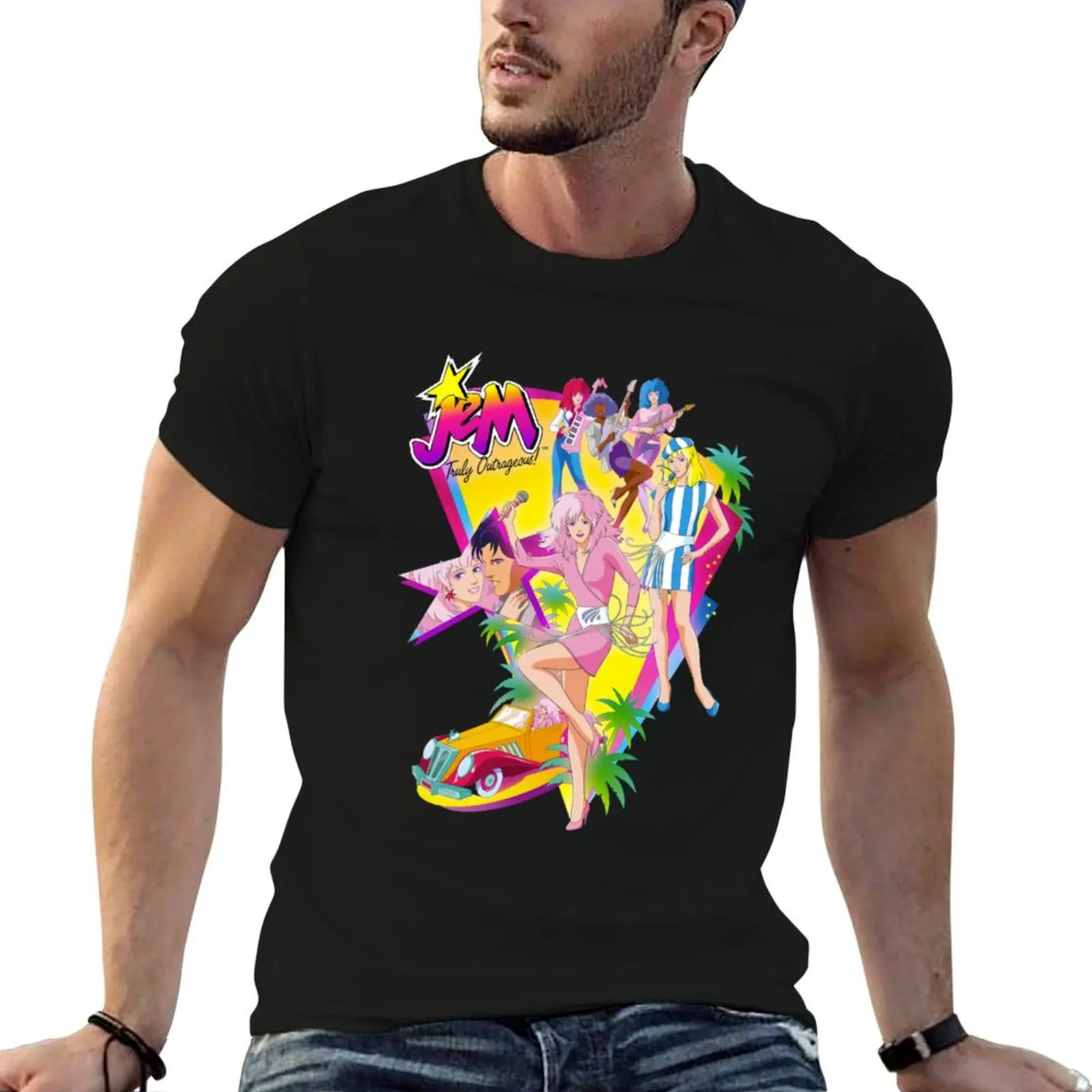 Camiseta ajustada de Jem and the Holograms para hombre, camisetas de algodón con estampado de anime para hombre, camisetas de diseñador