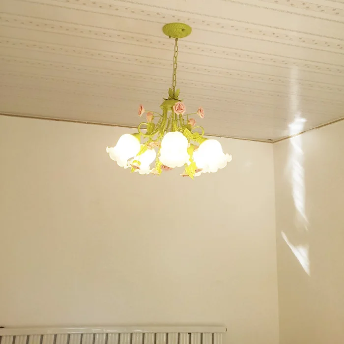 Imagem -04 - Modern European Chandelier Lamp Pingente de Cor Verde Pink Rose Flower Light Fixture E14 Decoração Design