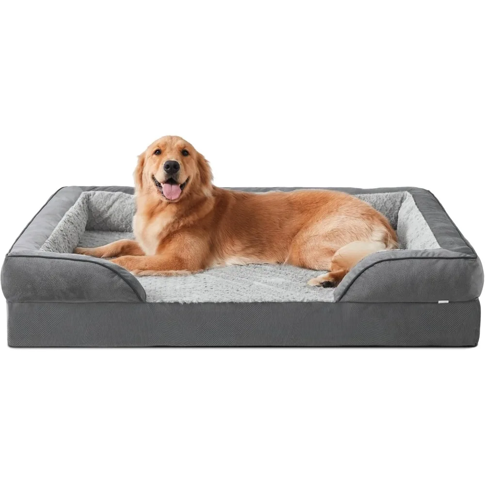 

Orthopedic Large Dog Beds - XL Washable Dog Sofa with Egg-Crate Foam & Removable Cover