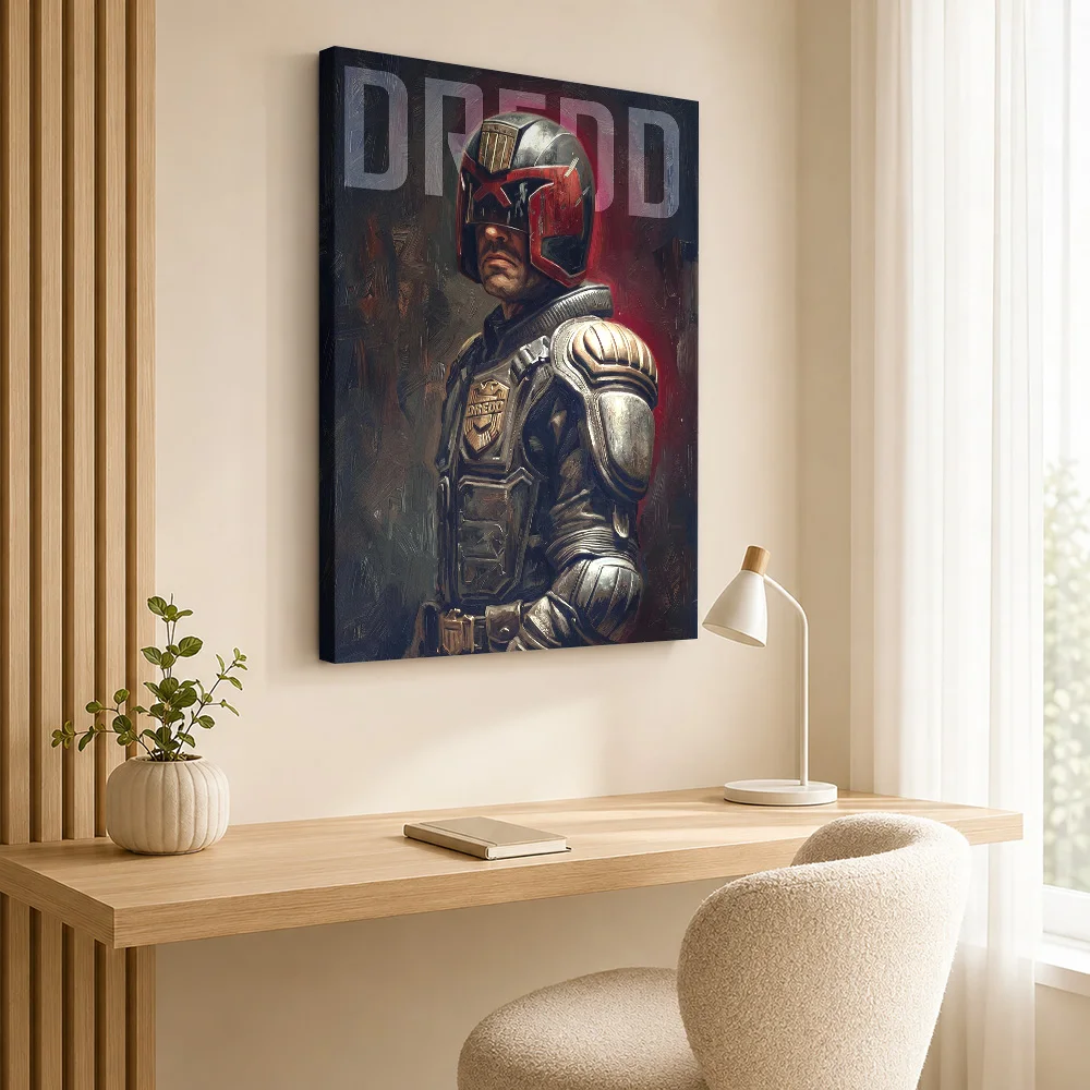 Judge Dredd Oil Painting Portrait Framed Canvas Poster Personalized Modern Aesthetic Wall Paintings Decoration for Dining Room