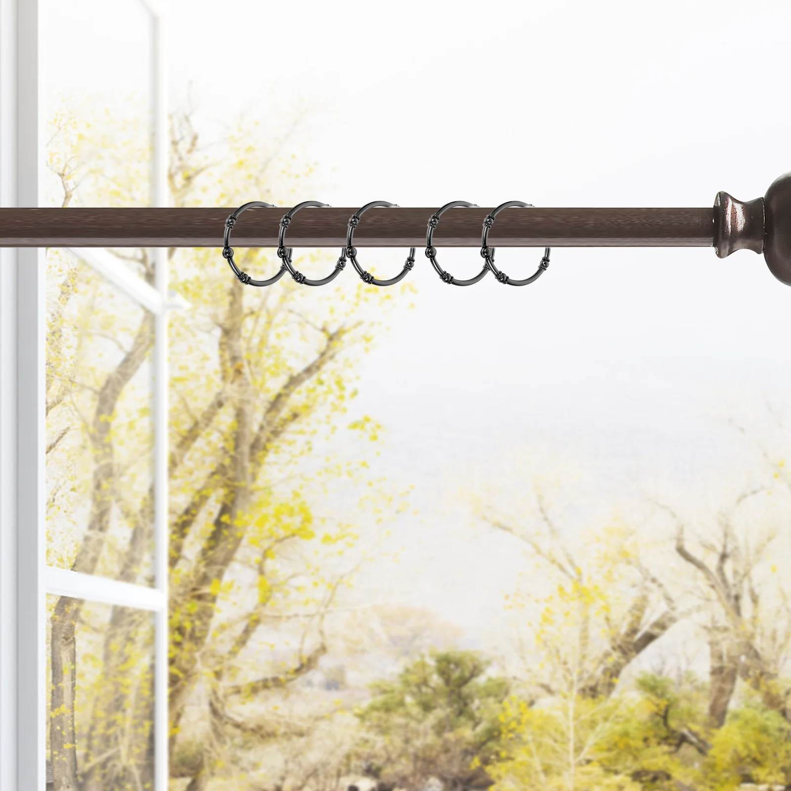 

12Pcs Metal Shower Curtain Rings Heavy Duty Zinc Alloy Rust Proof Hanging Hooks for Smooth Sliding Curtain Rod Bathroom Use