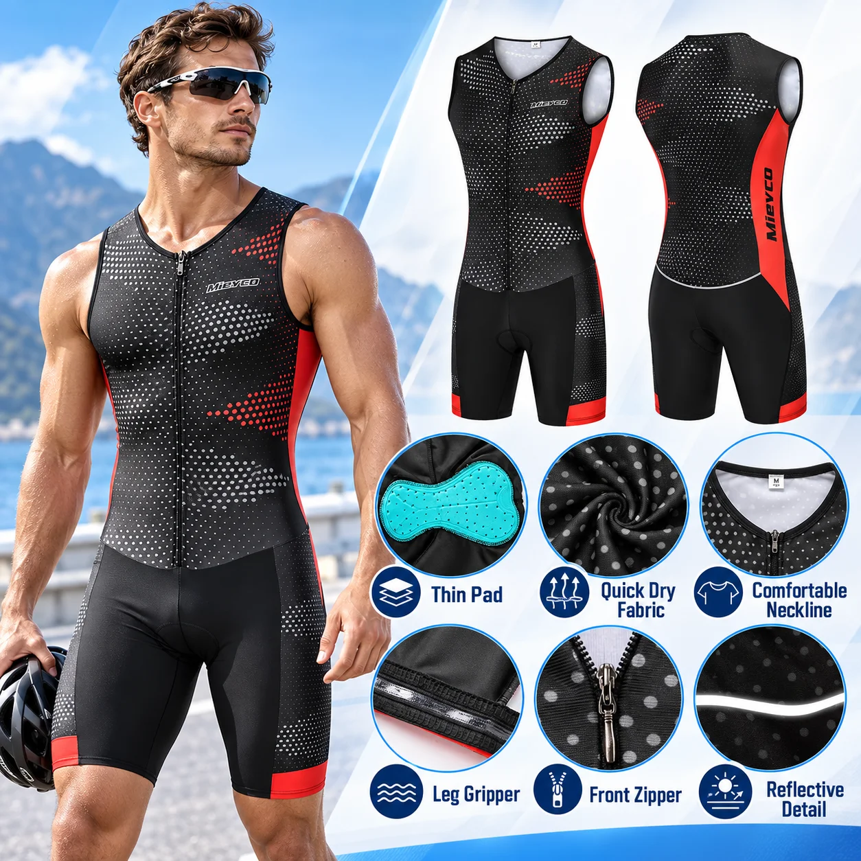 Cycling Gear Brands - بدلة ترياتلون رياضية للرجال من مجموعة