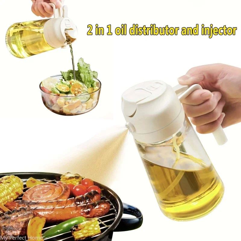 2w1 500ml Plastikowy rozpylacz do oleju kuchennego, butelka do rozpylania oliwy, dozownik oleju, do grillowania, pieczenia, smażenia, na piknik, narzędzie kuchenne