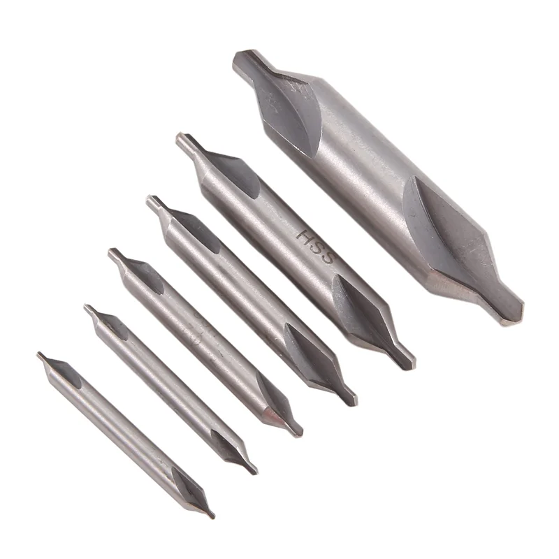 A76K 6 ชิ้น HSS รวมศูนย์สว่านชุด Bit Countersink 60 องศามุม 5/3/2.5/2/1.5/1 มม.