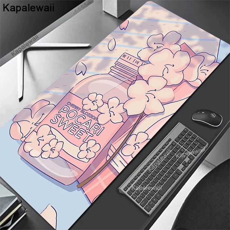 

Коврик для мыши с милым кавайным принтом, большой игровой коврик для игр, аниме, цветок, розовый коврик, размер XXL, геймерский офисный коврик для мыши, объемные скидки, настольный коврик