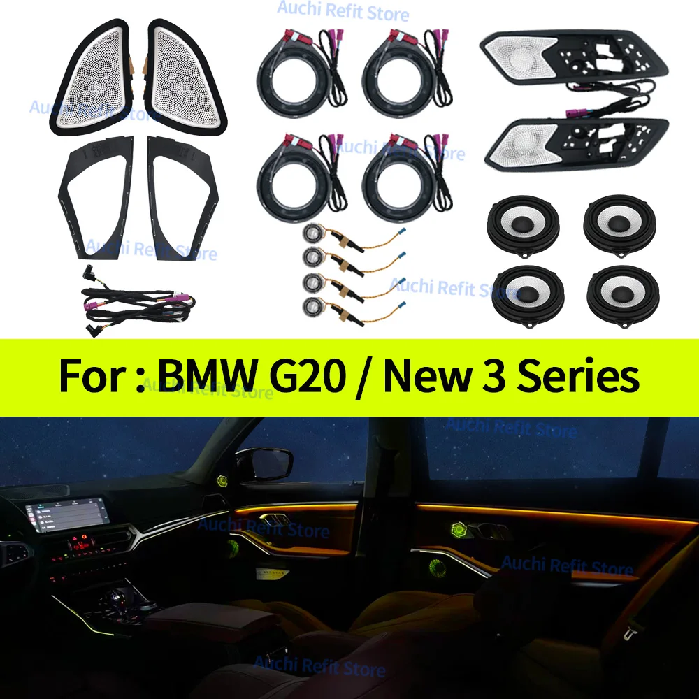 LED Speaker Cover para BMW G20, Novo Série 3, Carro Midrange Tweeter, Hi Fi Música Stereo Horn, Luz Ambiente, Refit Decorativo, 11 Cores