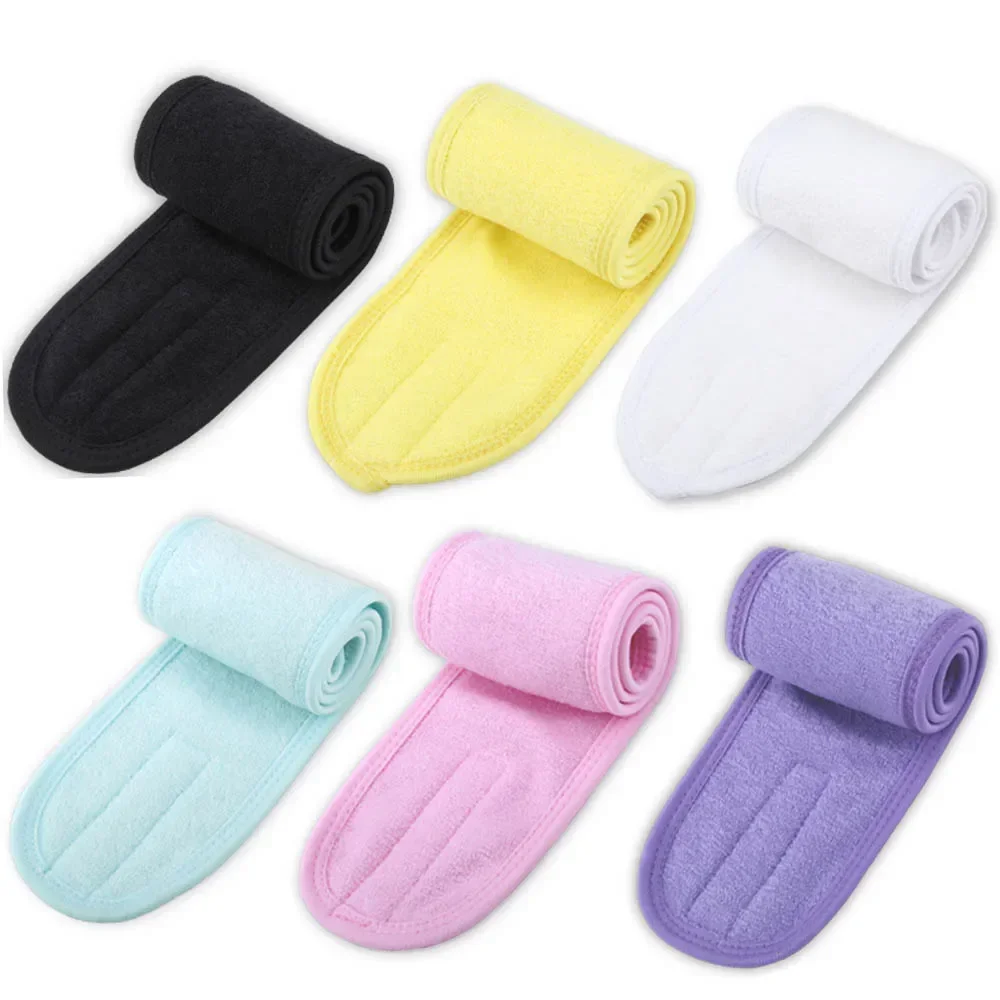 Eyelashes Extension Spa Face Headband Make Up Wrap Head Terry Cloth Hairband Stretch Towel with Magic Tape 1pcs