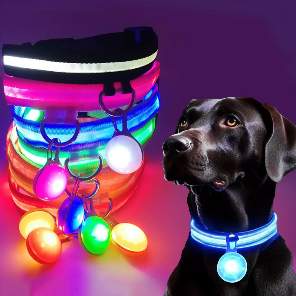 Collar de perro brillante con carga Usb, con colgante, luz Led desmontable de lujo, brillante para perros pequeños, Collar de seguridad nocturno para gatos, venta al por mayor