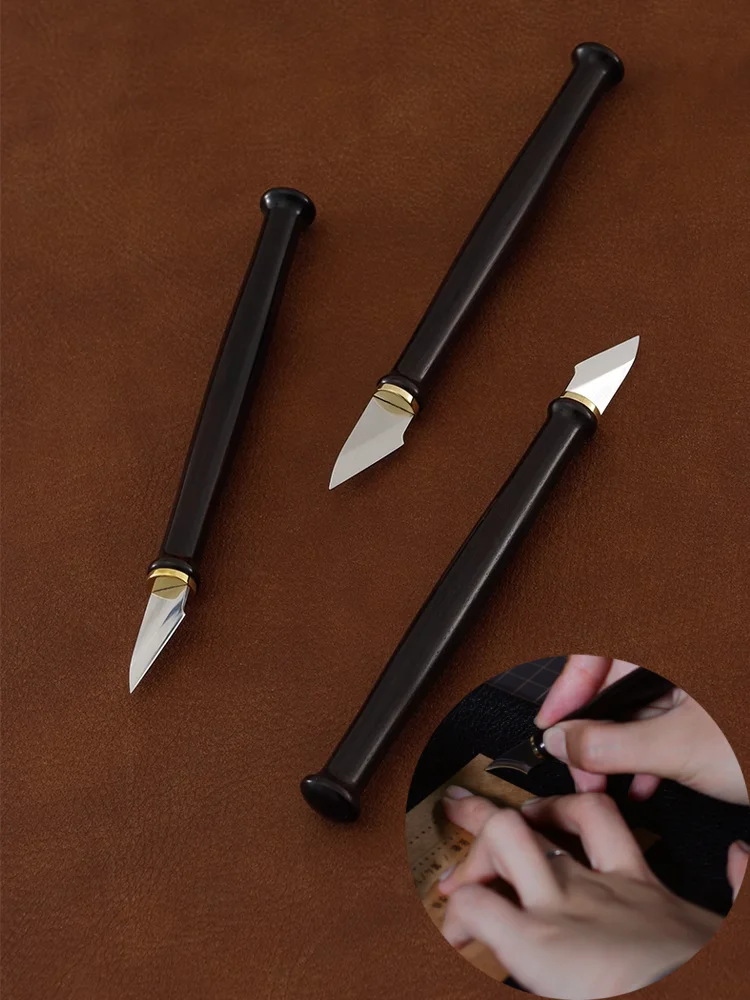 

Stainless Steel with Wooden Handle Leather Cutting Carving Knife DIY Handwork Making Leather Bags/belts Auxiliary Cutting Tools