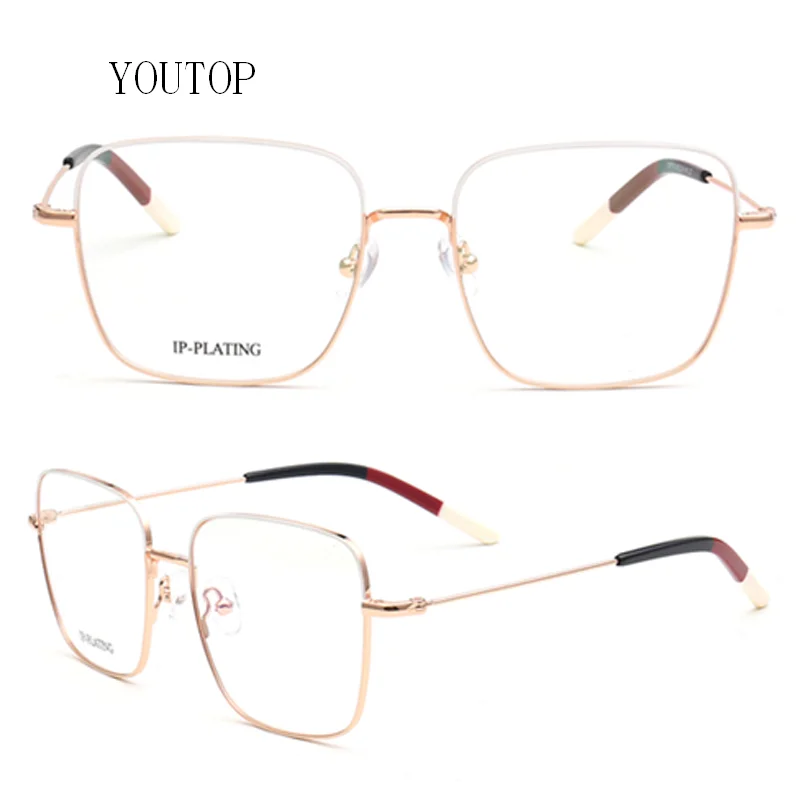 

Модные квадратные металлические очки в оправе, мужские повседневные оптические очки, разноцветные очки, женские очки большого размера, большие очки по рецепту