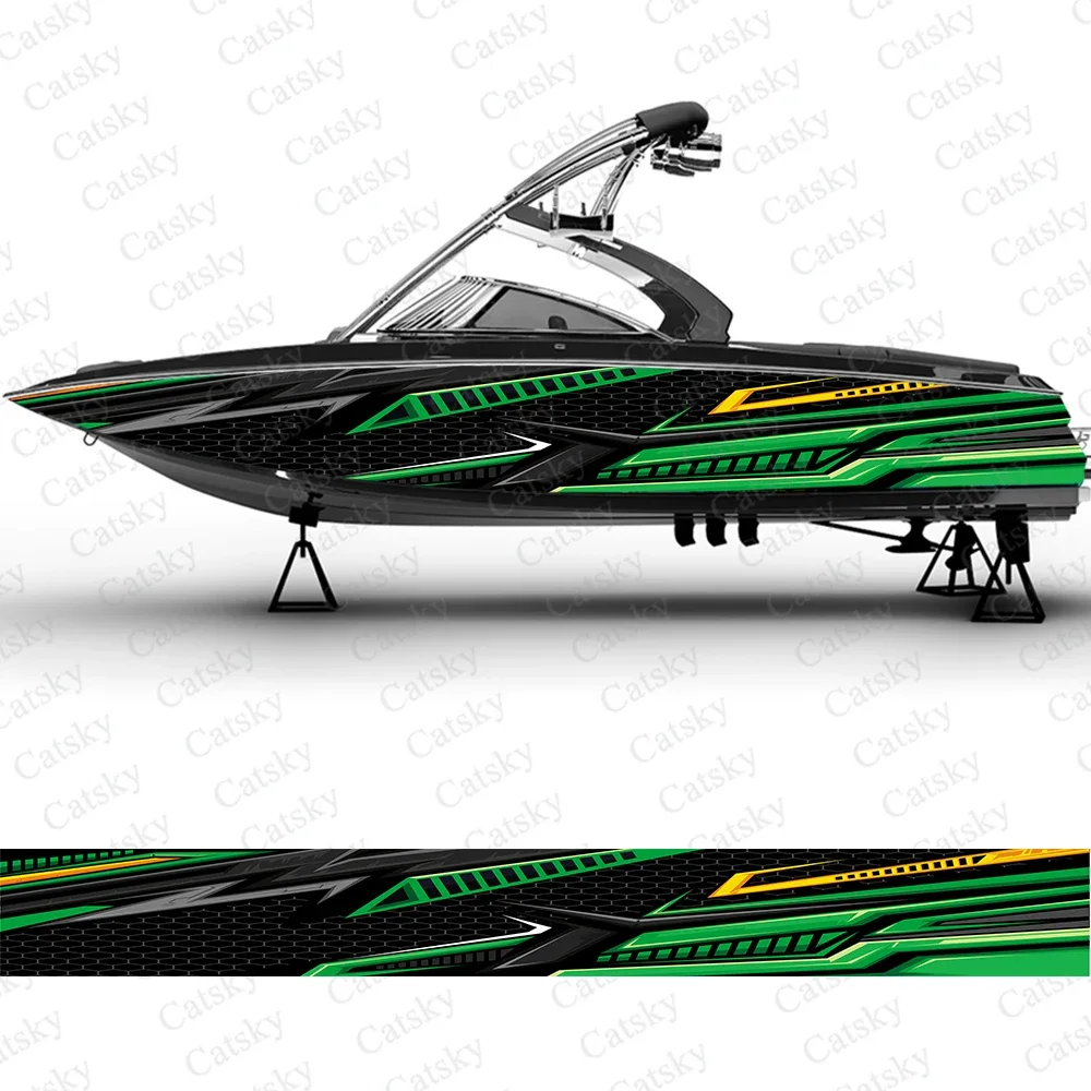 Paint abstract geometric stripes Boat wrap sticker vinyl pontoon deck boat fishing decal design uniform vector abstract print