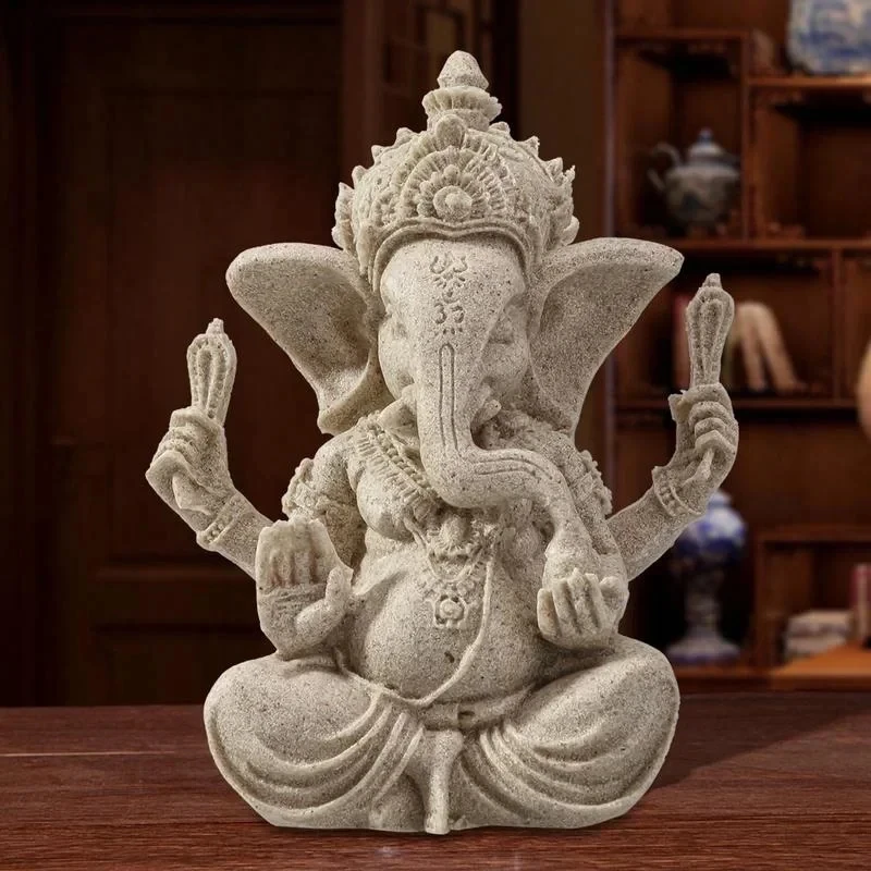

Handmade Sandstone Ganesha Buddha Elephant Statue Sculpture Figurine for Home Decoration Living Room