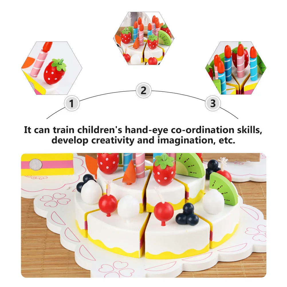 1set 1Set Küche Combo Holz Kuchen Schneiden Set Für Kinder Hand-Auge-koordination Montessori Lernen Puzzle pädagogisches Spielen Lebensmittel