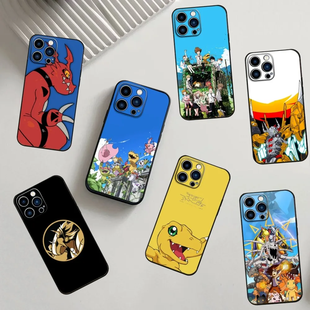 Anime D-Digimon Phone Case For iPhone 16,15,14,13,12,11,Pro,X,XS,Max,XR,Plus,Mini Silicone Black Shockproof TPU