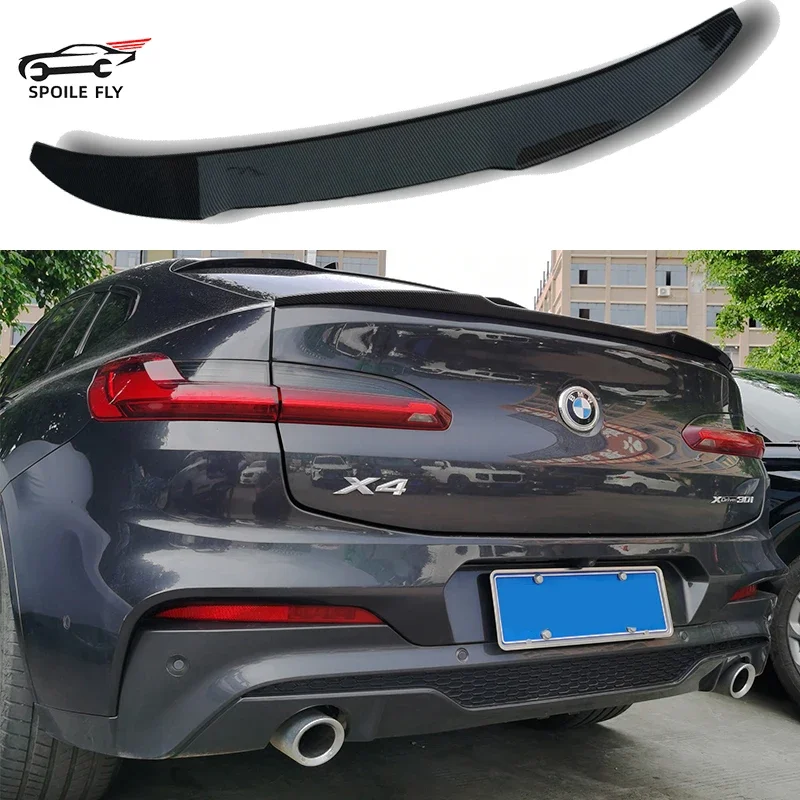 New Design For BMW X4 G02 Xdrive25i 30i Spoiler 2018 2019 2020 2021 2022 To Up Rear Trunk Wing By Glossy Black Carbon Fiber ABS