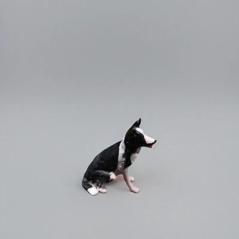 Escala 1:64 miniatura Border Collie escena al aire libre modelo versátil caja de arena accesorios de fotografía estatuilla cachorro simulado
