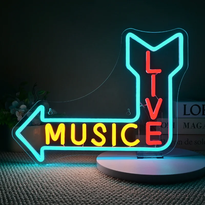 

Live Music Neon Signs Custom For Bar Club Studio Party Neon Decor 5/12V USB Power Gift Dimmable Energy-Saving LED Neon Light