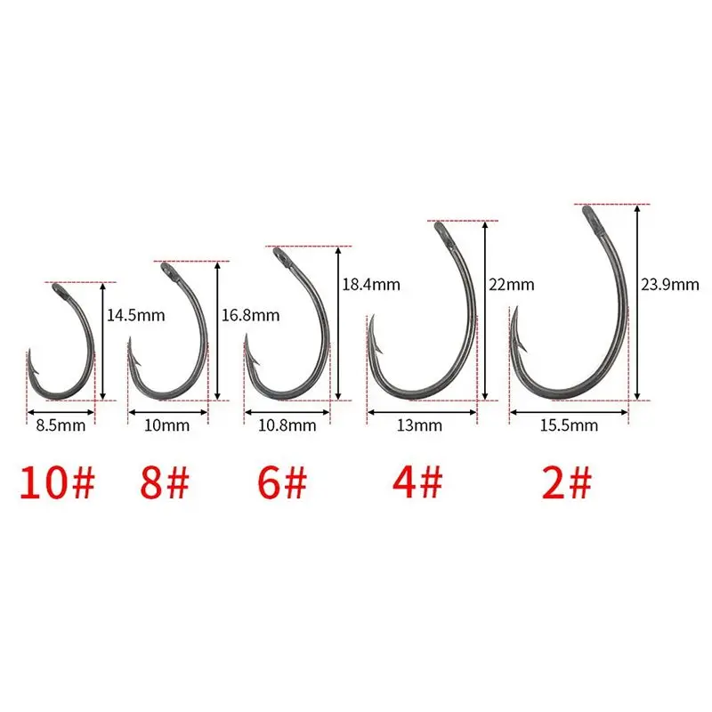 【CYBER MONDAY】 100Pcs Coating High Carbon Stainless Steel Barbed Hooks Carp Fishing Hooks Pack with 8011 Style 4